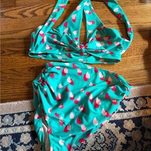 Albion Teal and Pink Patterned Bikini